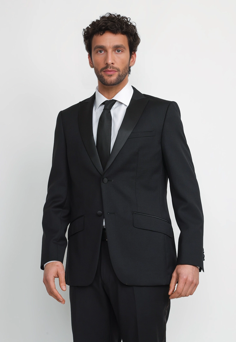 CHAQUETA HOMBRE FORMAL LANA S100'S SMOKING NEGRO - 1