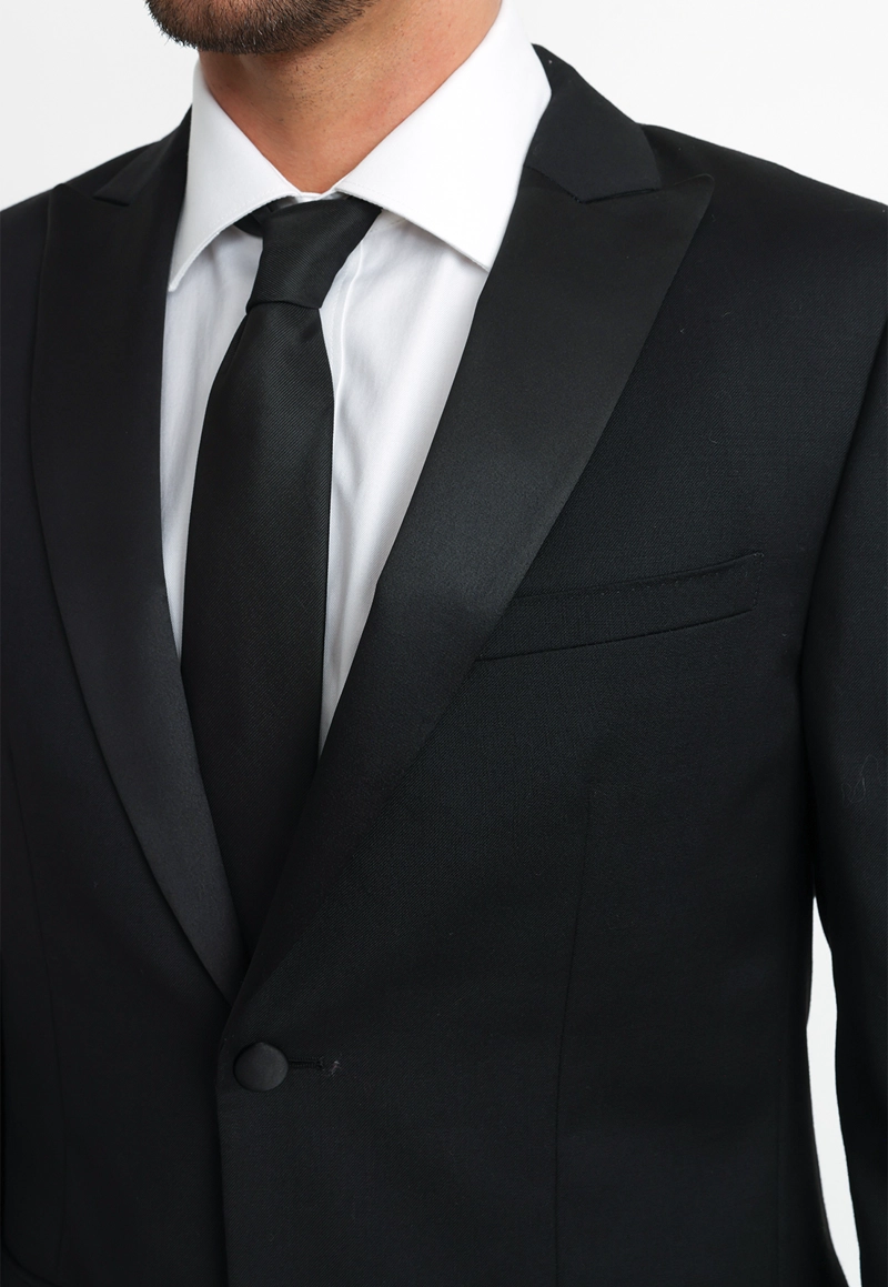 CHAQUETA HOMBRE FORMAL LANA S100'S SMOKING NEGRO - 3