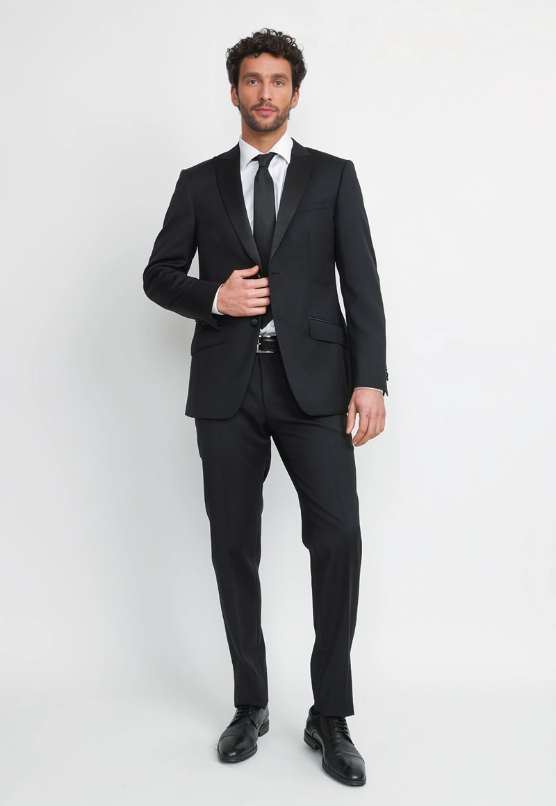 CHAQUETA HOMBRE FORMAL LANA S100'S SMOKING NEGRO - 4
