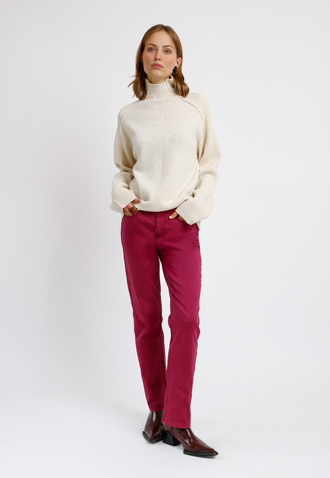 PANTALON RECTO BURDEO ELY26 MUJER - 3
