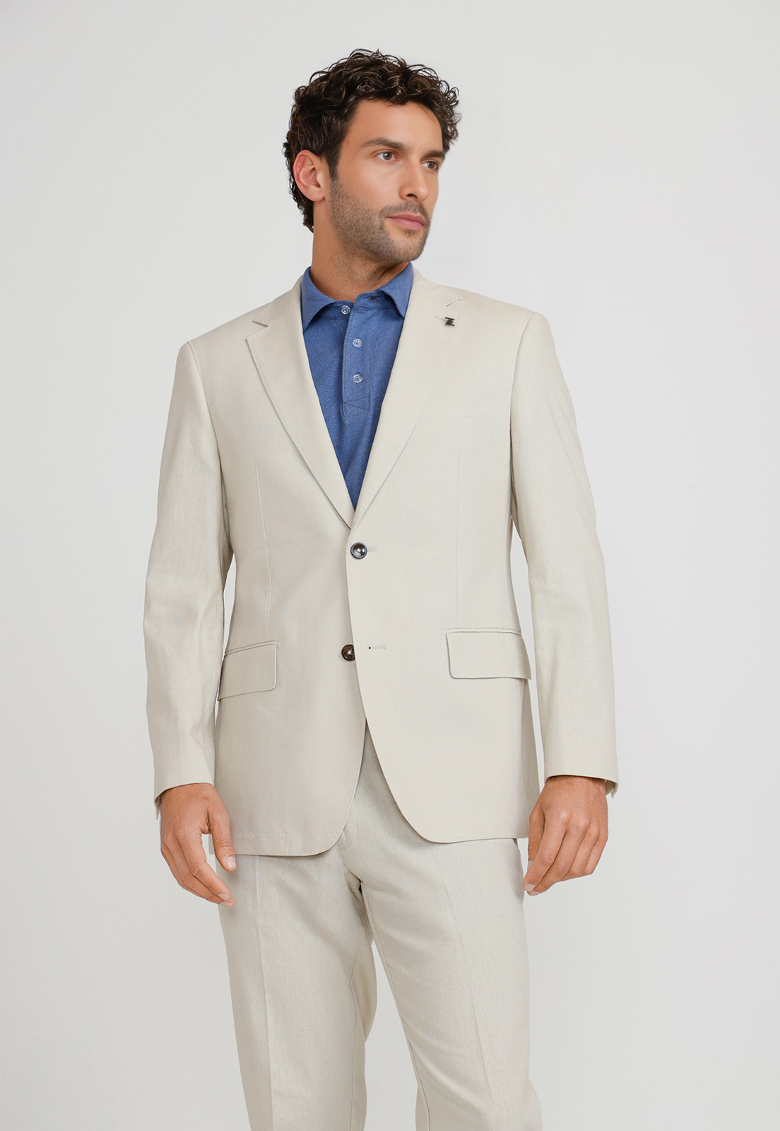 CHAQUETA HOMBRE LINO CESAR CRUDO - 1