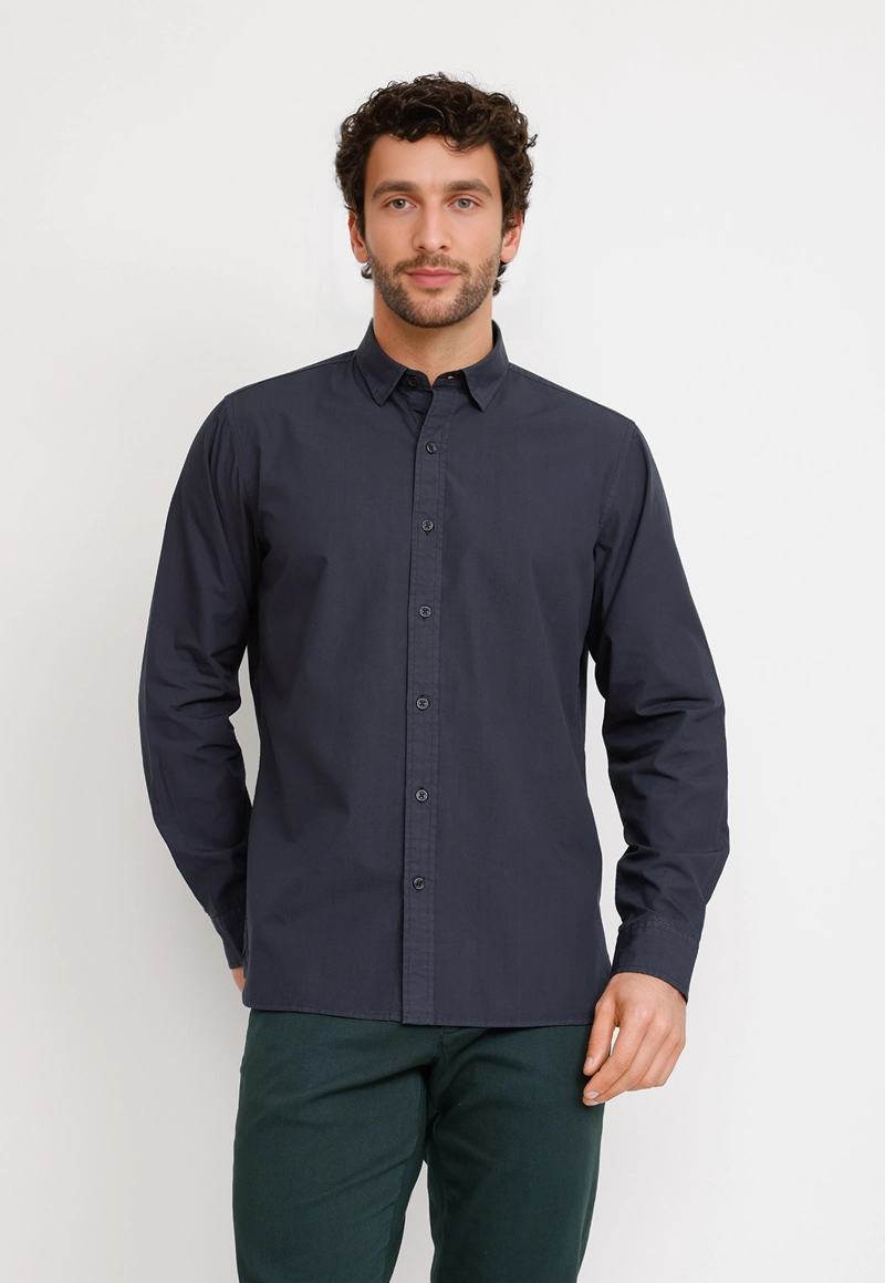 CAMISA ML HOMBRE BASILIO AZUL MARINO - 1