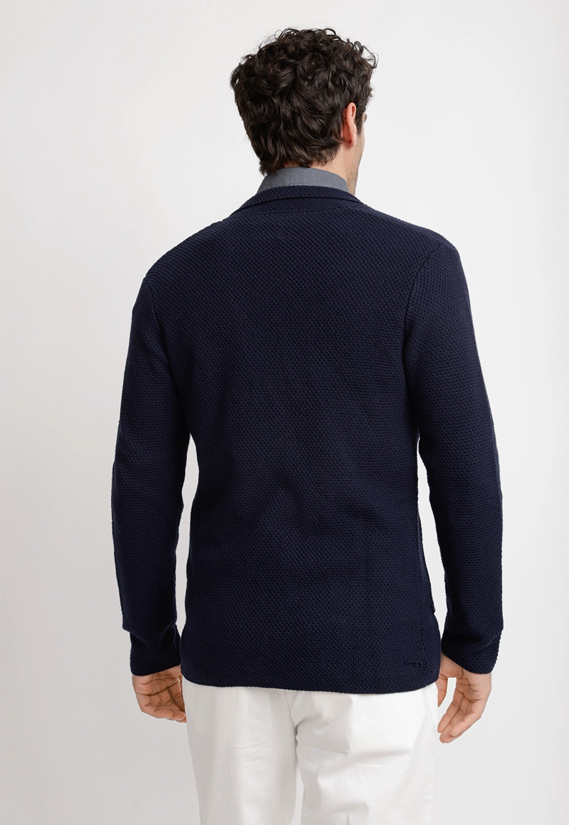CARDIGAN 3 BOTONES ALGODON PAULO AZUL MARINO - 2