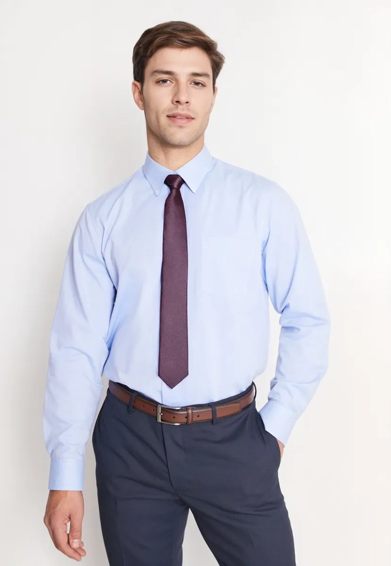 CAMISA FORMAL HOMBRE REGULAR OXFORD CELESTE - 1