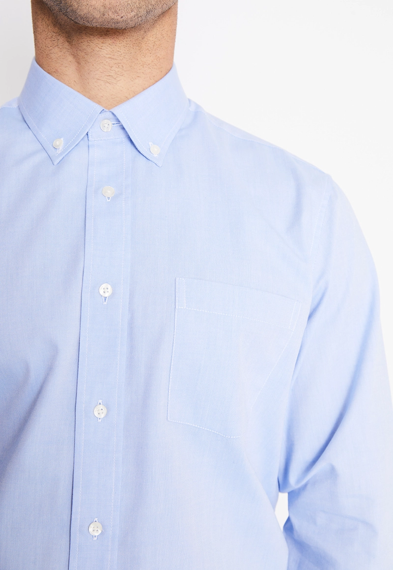 CAMISA FORMAL HOMBRE REGULAR OXFORD CELESTE - 3