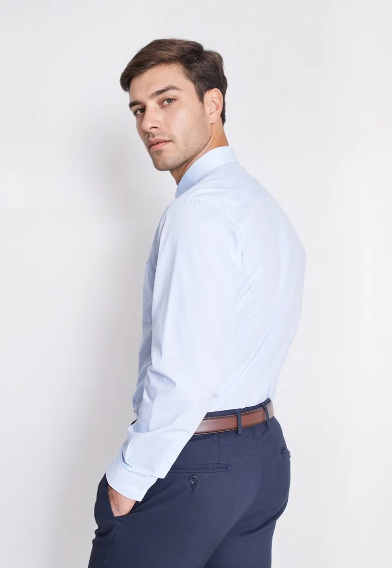 CAMISA FORMAL HOMBRE REGULAR POPLIN CELESTE - 2