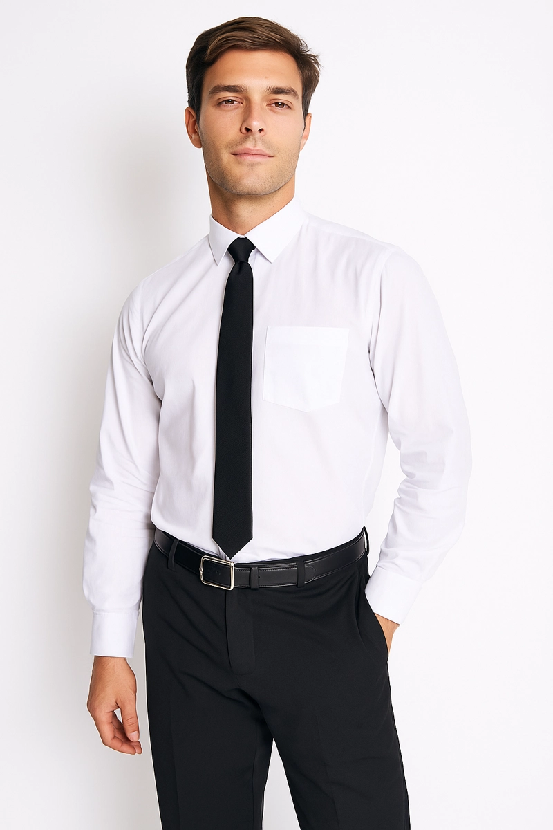 CAMISA FORMAL HOMBRE REGULAR POPLIN BLANCO - 1