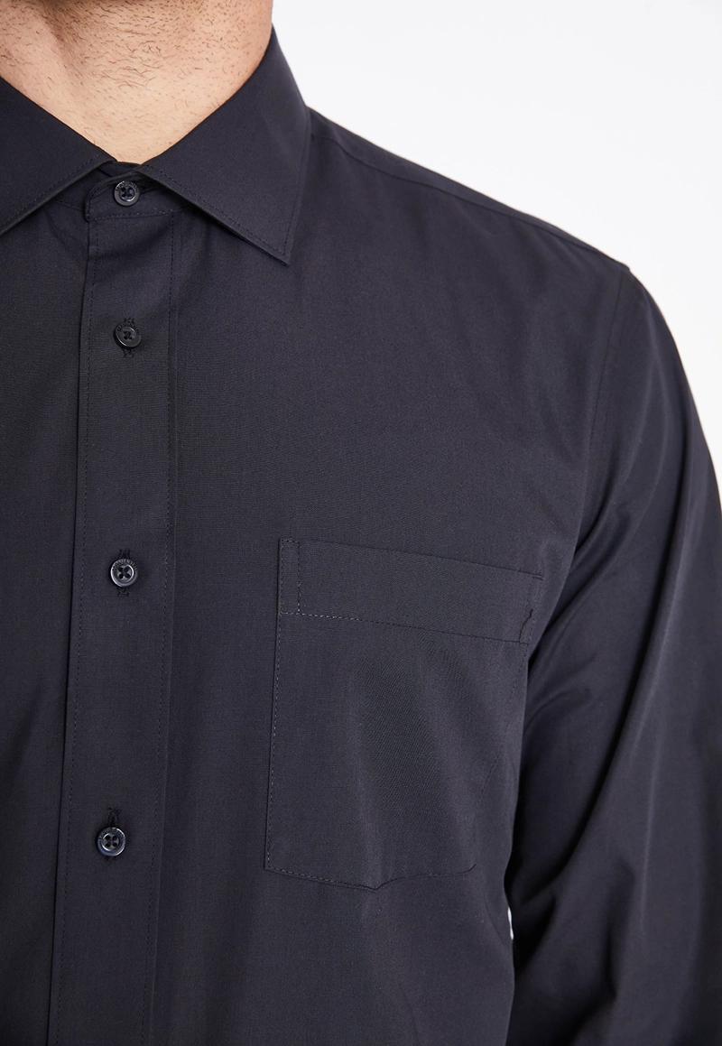 CAMISA FORMAL HOMBRE REGULAR POPLIN NEGRO - 3