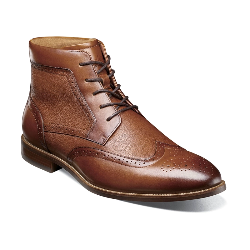 BOTINES CASUAL RUCCI WINGTIP LACE UP COGNAC - 1