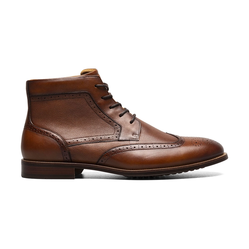 BOTINES CASUAL RUCCI WINGTIP LACE UP COGNAC - 3
