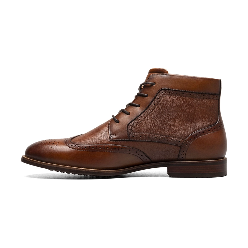 BOTINES CASUAL RUCCI WINGTIP LACE UP COGNAC - 5