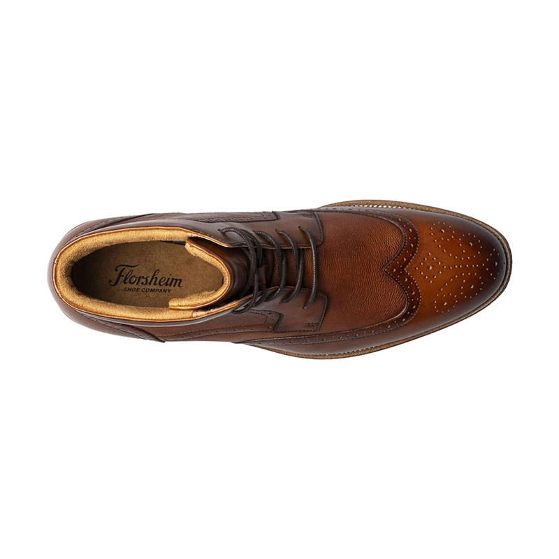 BOTINES CASUAL RUCCI WINGTIP LACE UP COGNAC - 6