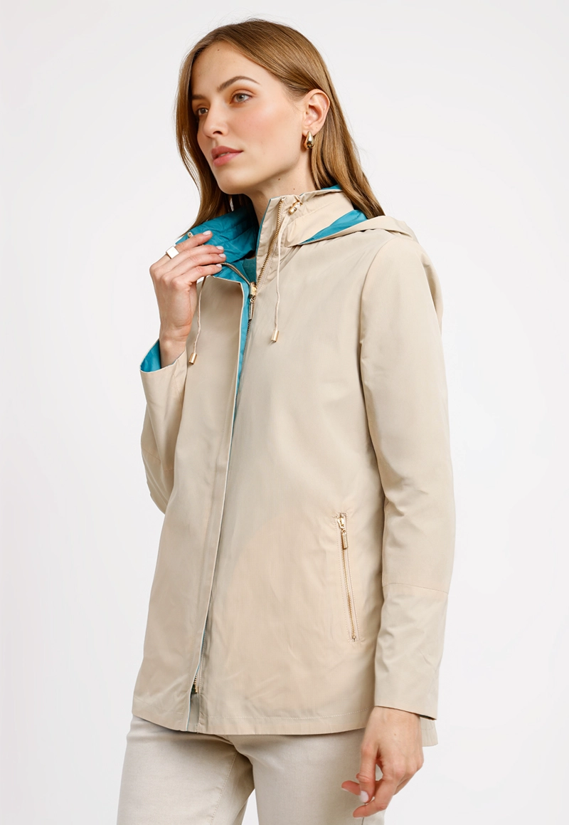 CHAQUETA REVERSIBLE BEIGE EVA MUJER - 1