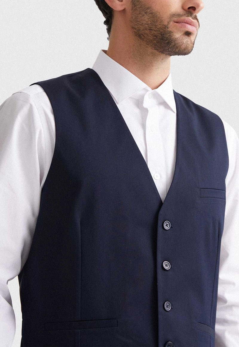 GILET FORMAL HOMBRE REGULAR TWILL AZUL MARINO - 3