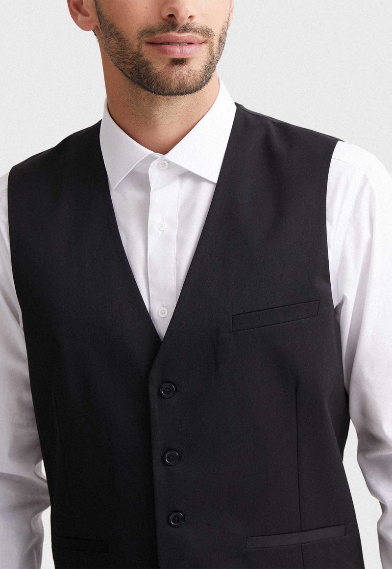 GILET FORMAL HOMBRE REGULAR TWILL NEGRO - 3
