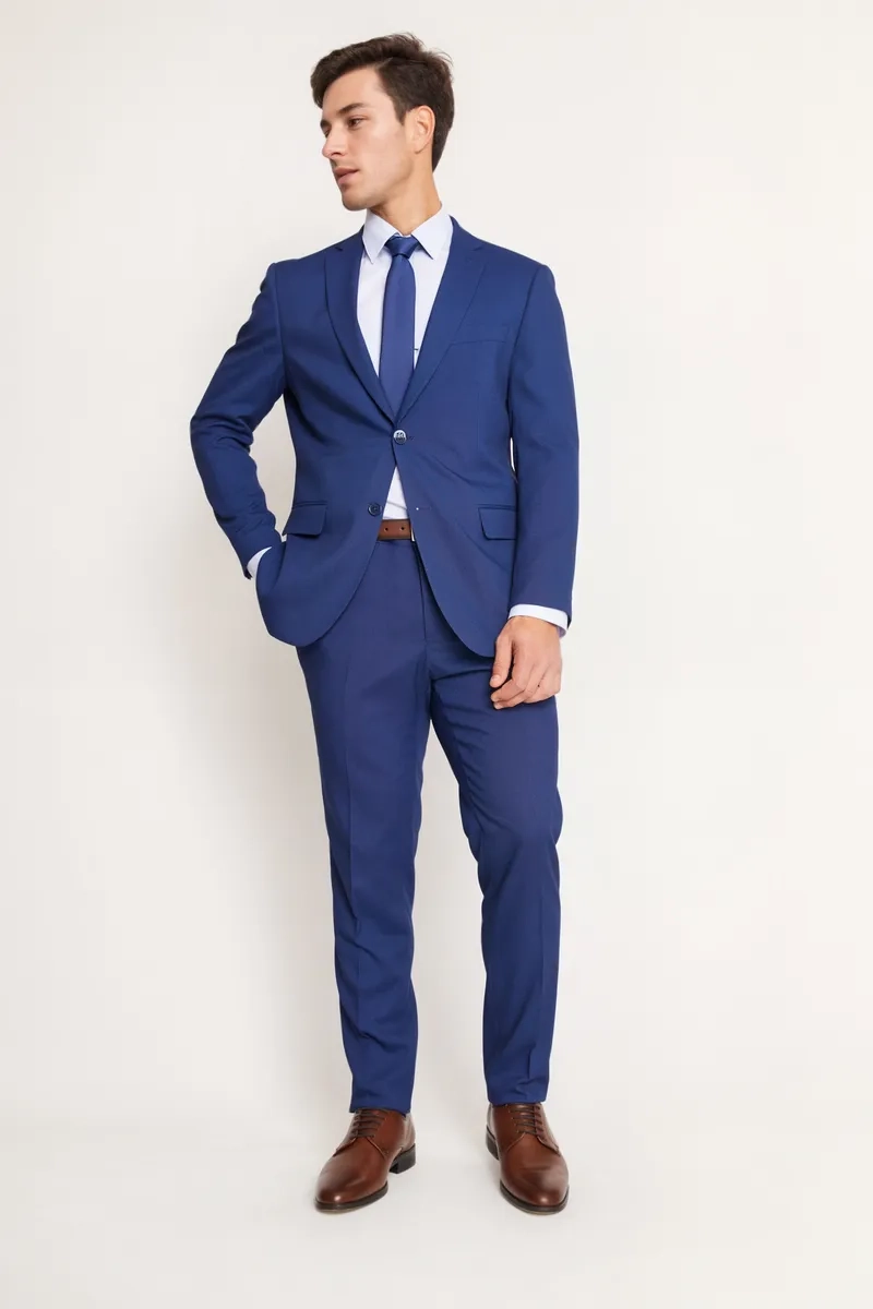 TRAJE FORMAL HOMBRE SLIM TEXTURADO AZUL MEDIO - 1