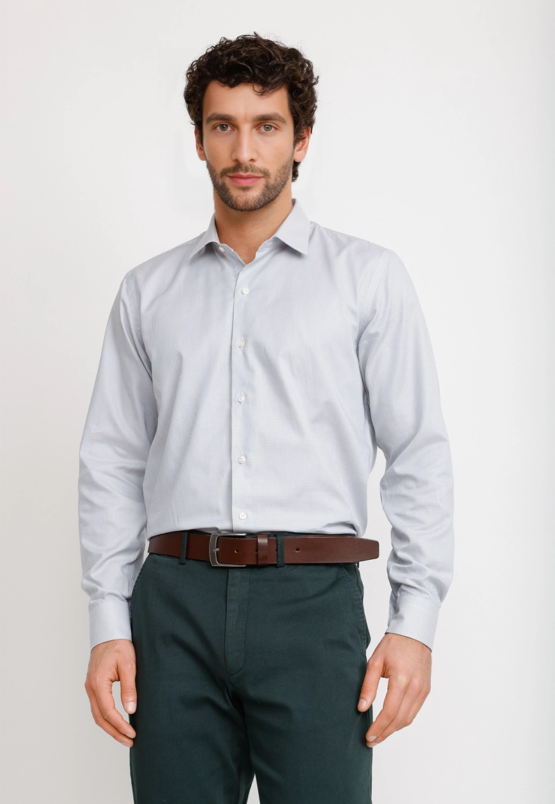 CAMISA PIED DE POULE ALGODON EUROPE LILA - 1