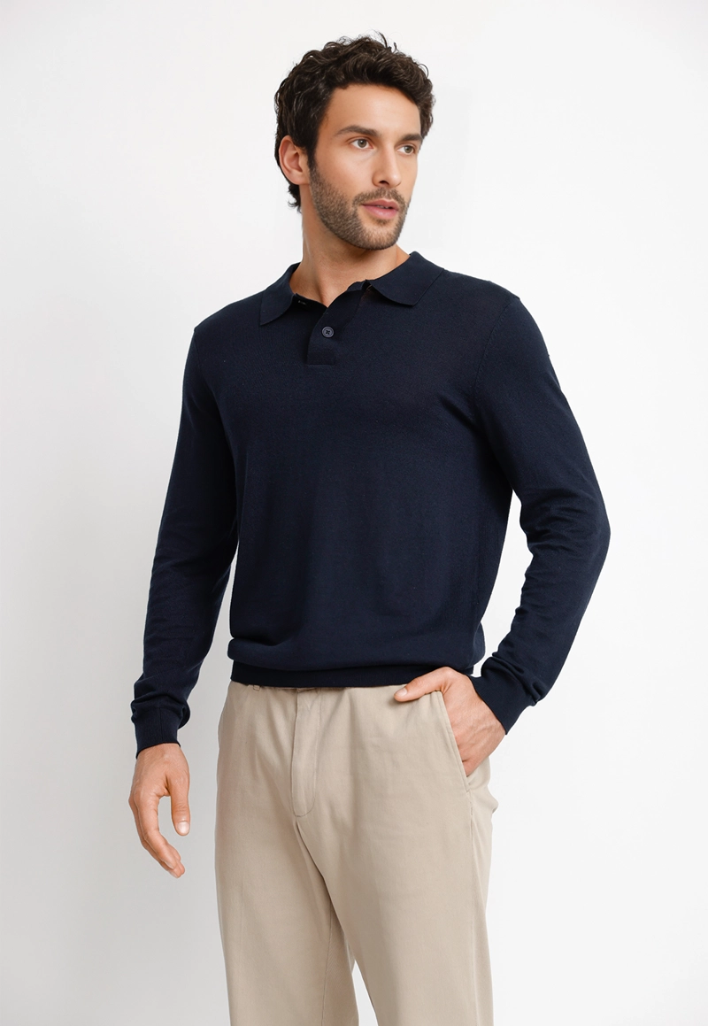 POLERA ML HOMBRE MARCEL AZUL MARINO - 1