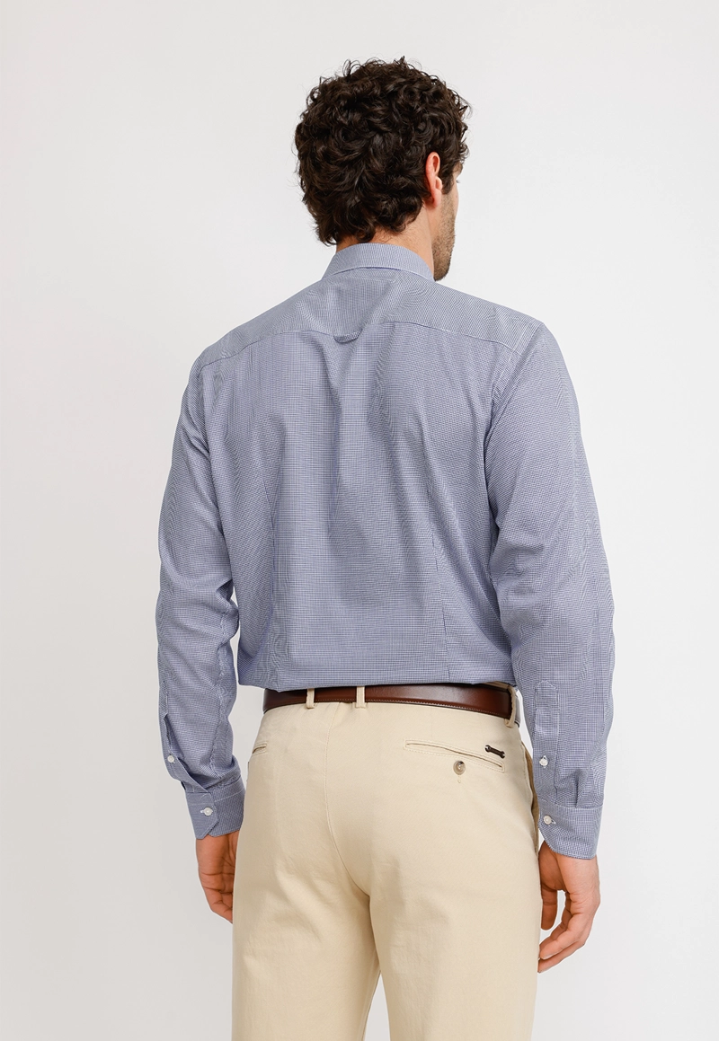 CAMISA PIED DE POULE ALGODON EUROPE AZUL MARINO - 2
