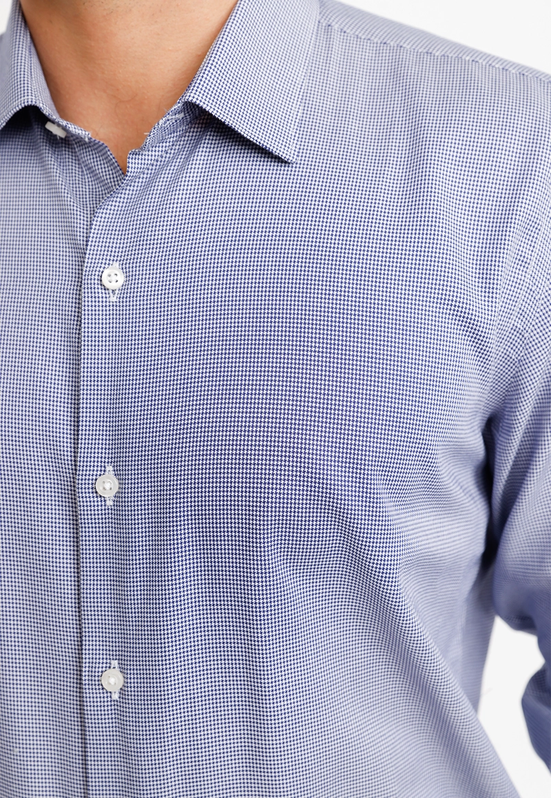 CAMISA PIED DE POULE ALGODON EUROPE AZUL MARINO - 3