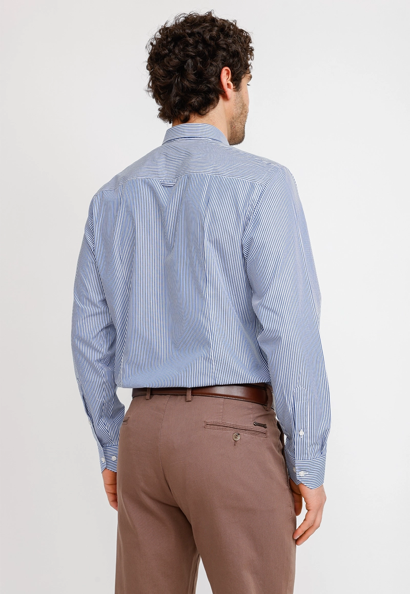 CAMISA RAYADA ALGODON EUROPE AZUL MARINO - 2