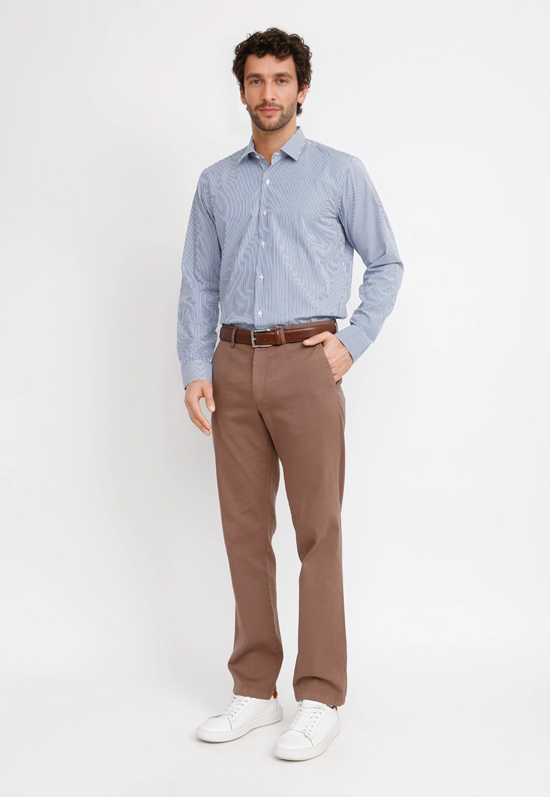 CAMISA RAYADA ALGODON EUROPE AZUL MARINO - 4