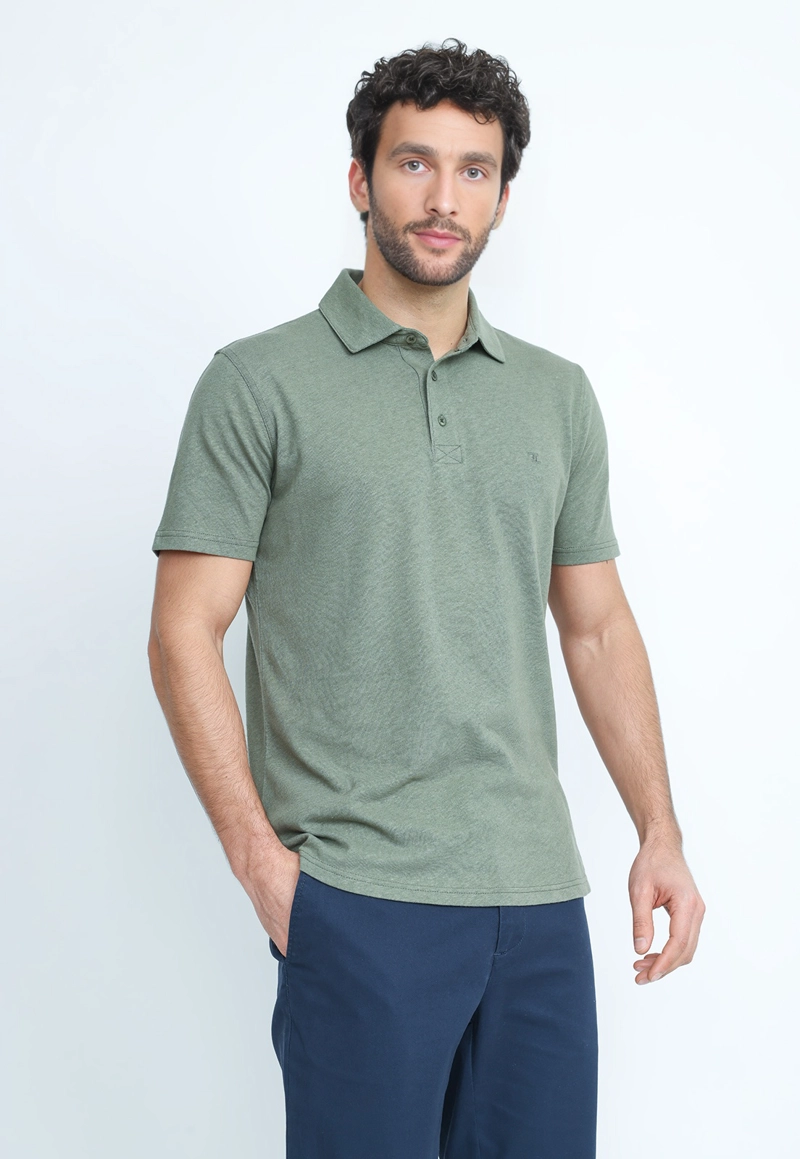 POLERA POLO LINO ALGODON MORRIS VERDE - 1