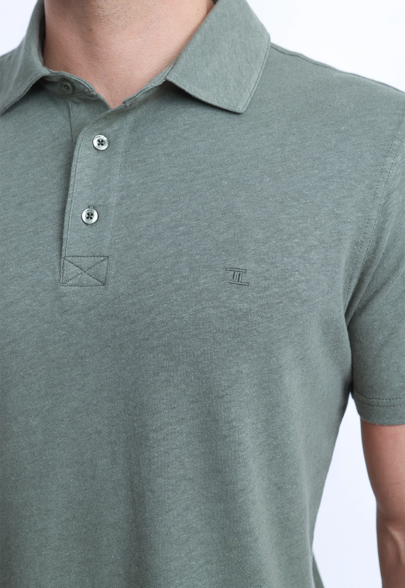 POLERA POLO LINO ALGODON MORRIS VERDE - 3