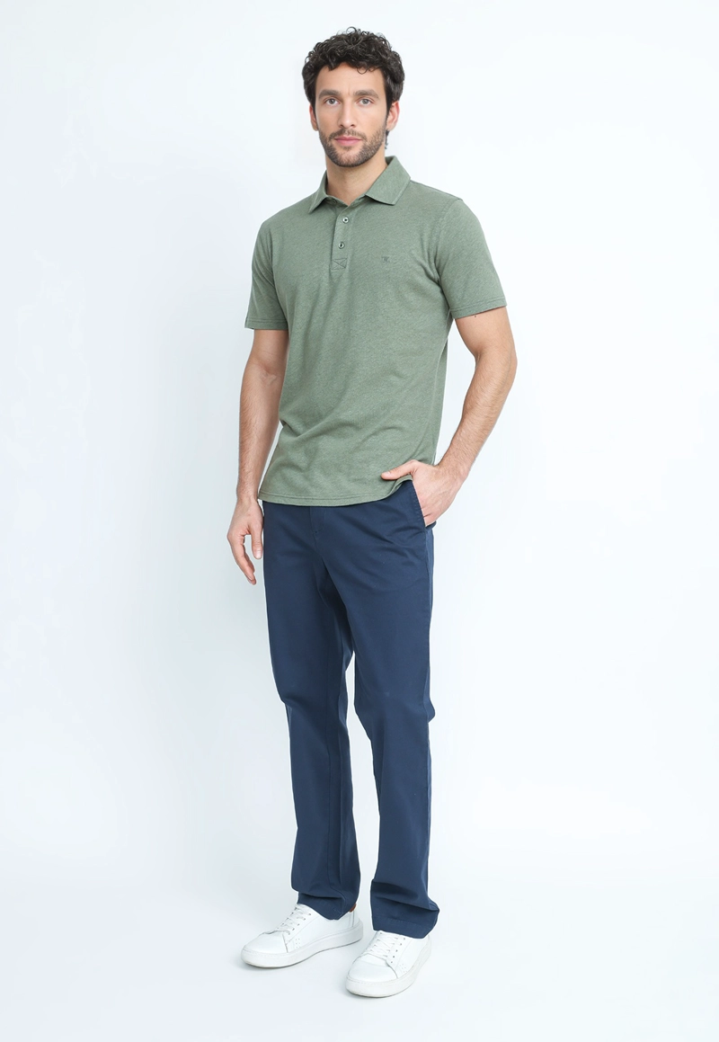POLERA POLO LINO ALGODON MORRIS VERDE - 4