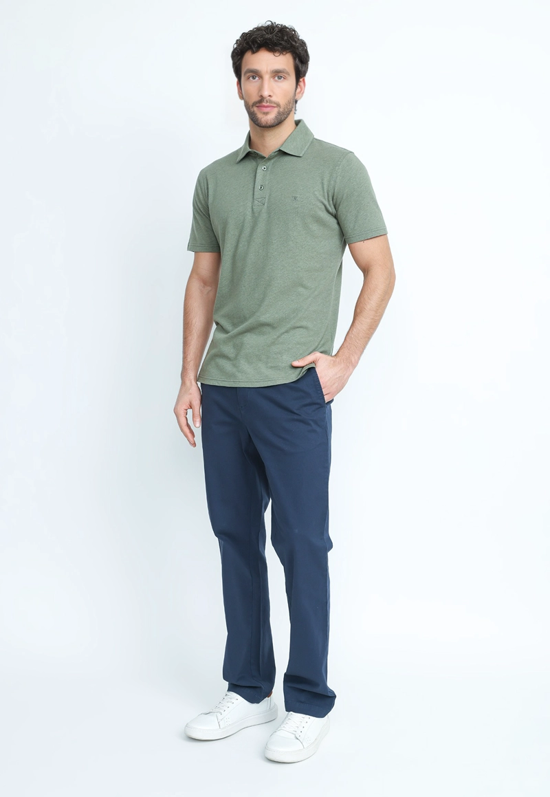 POLERA POLO LINO ALGODON MORRIS VERDE - 4