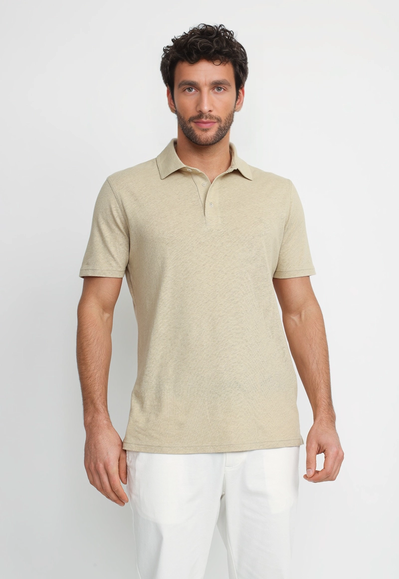 POLERA POLO LINO ALGODON MORRIS BEIGE - 1