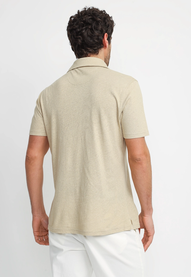 POLERA POLO LINO ALGODON MORRIS BEIGE - 2