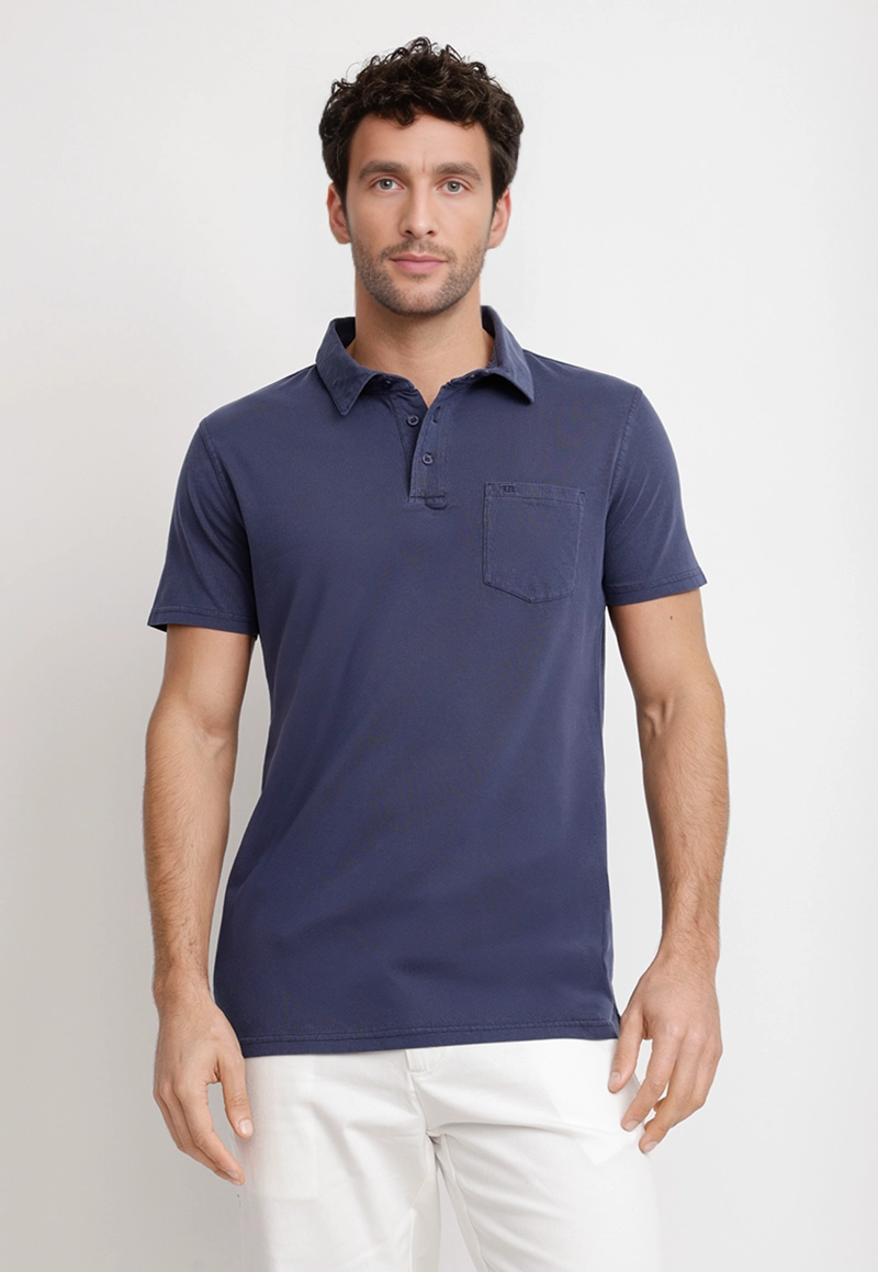 POLERA POLO 100% ALGODON PIMA MARC AZUL MARINO - 1
