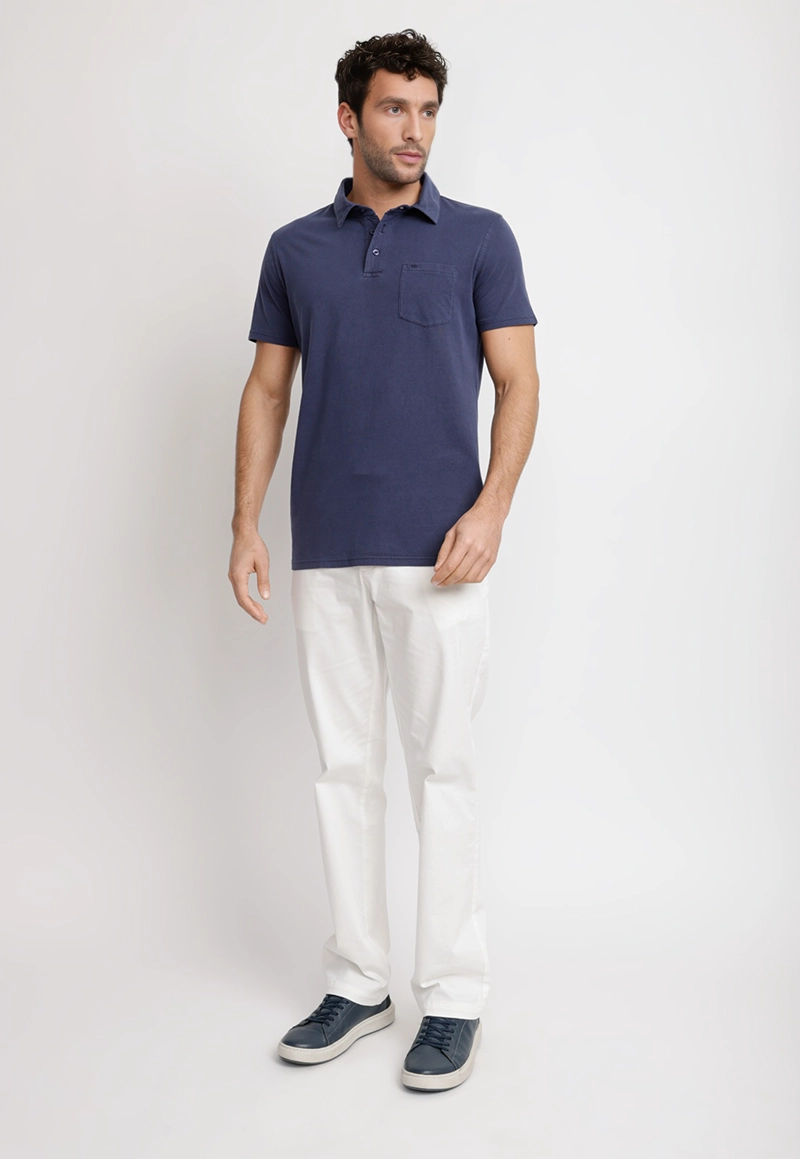 POLERA POLO 100% ALGODON PIMA MARC AZUL MARINO - 4