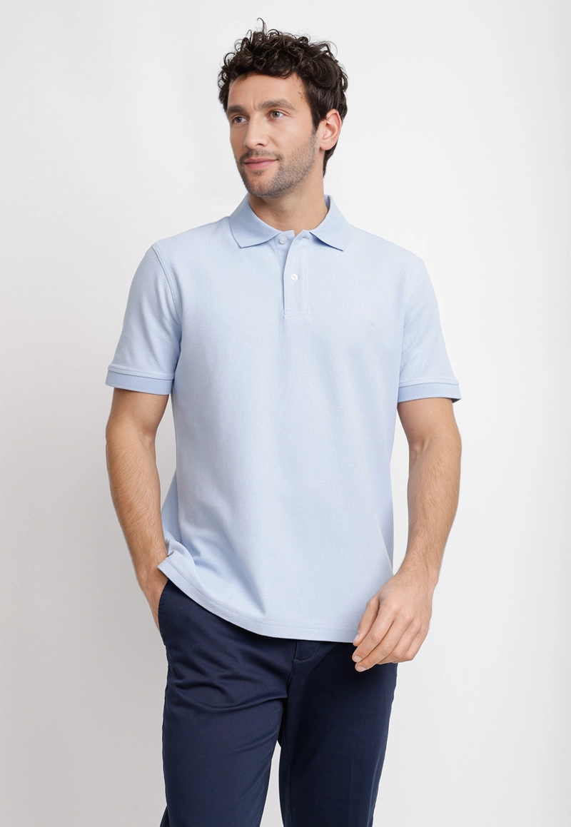 POLERA POLO PIQUE ALGODON MARINI CELESTE - 1