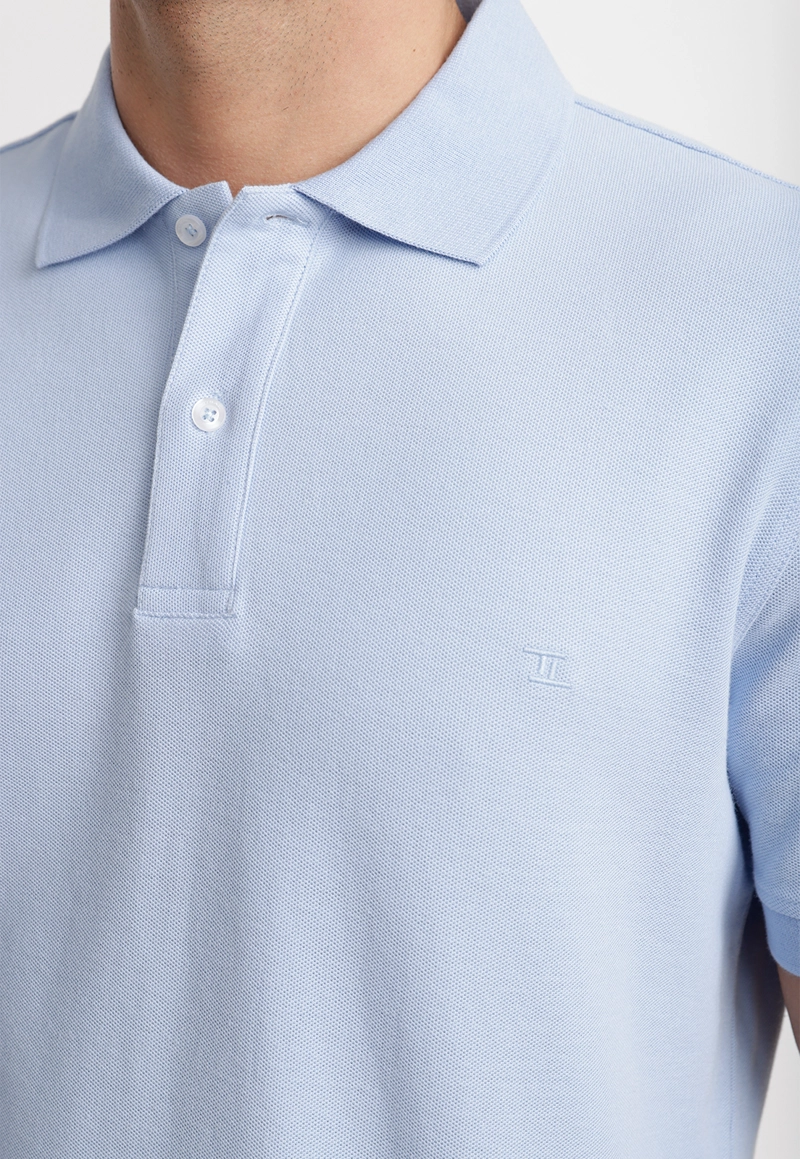 POLERA POLO PIQUE ALGODON MARINI CELESTE - 3