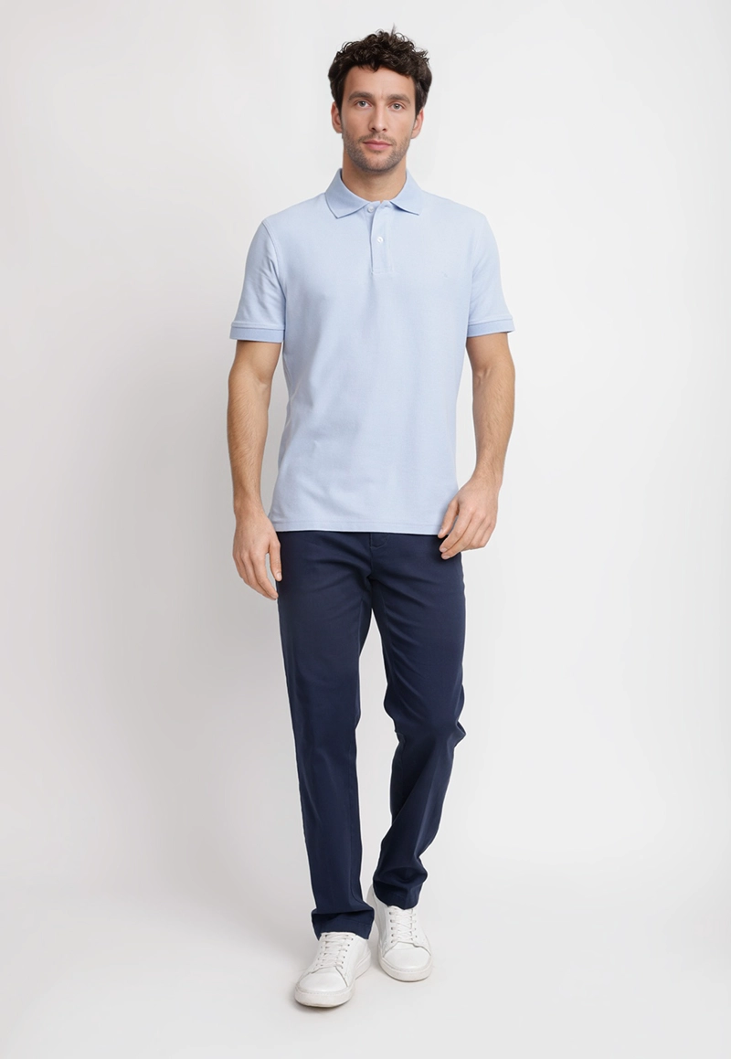 POLERA POLO PIQUE ALGODON MARINI CELESTE - 4