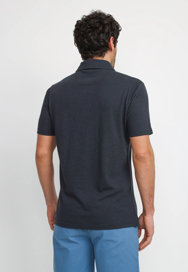 POLERA POLO LINO ALGODON MORRIS AZUL MARINO - 2