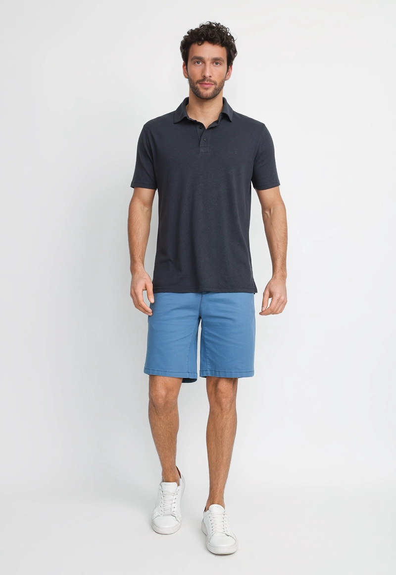 POLERA POLO LINO ALGODON MORRIS AZUL MARINO - 4