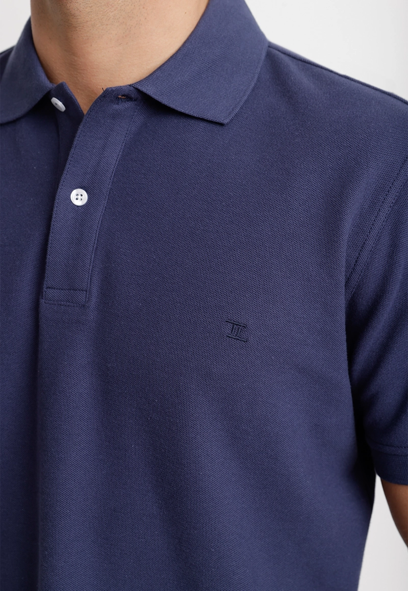POLERA POLO PIQUE ALGODON MARINI AZUL MARINO - 3