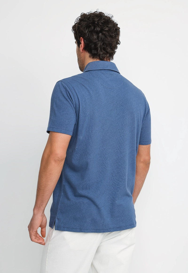 POLERA POLO LINO ALGODON MORRIS AZUL - 2