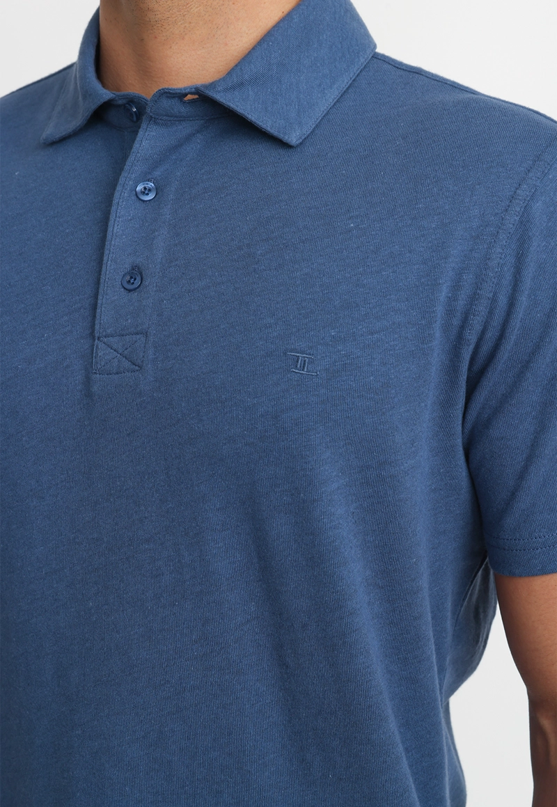 POLERA POLO LINO ALGODON MORRIS AZUL - 3