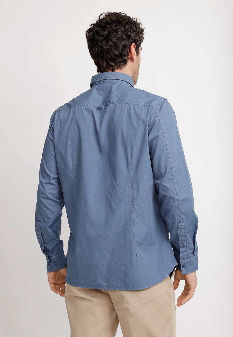 CAMISA LISA ALGODON BASILIO PETROLEO - 2