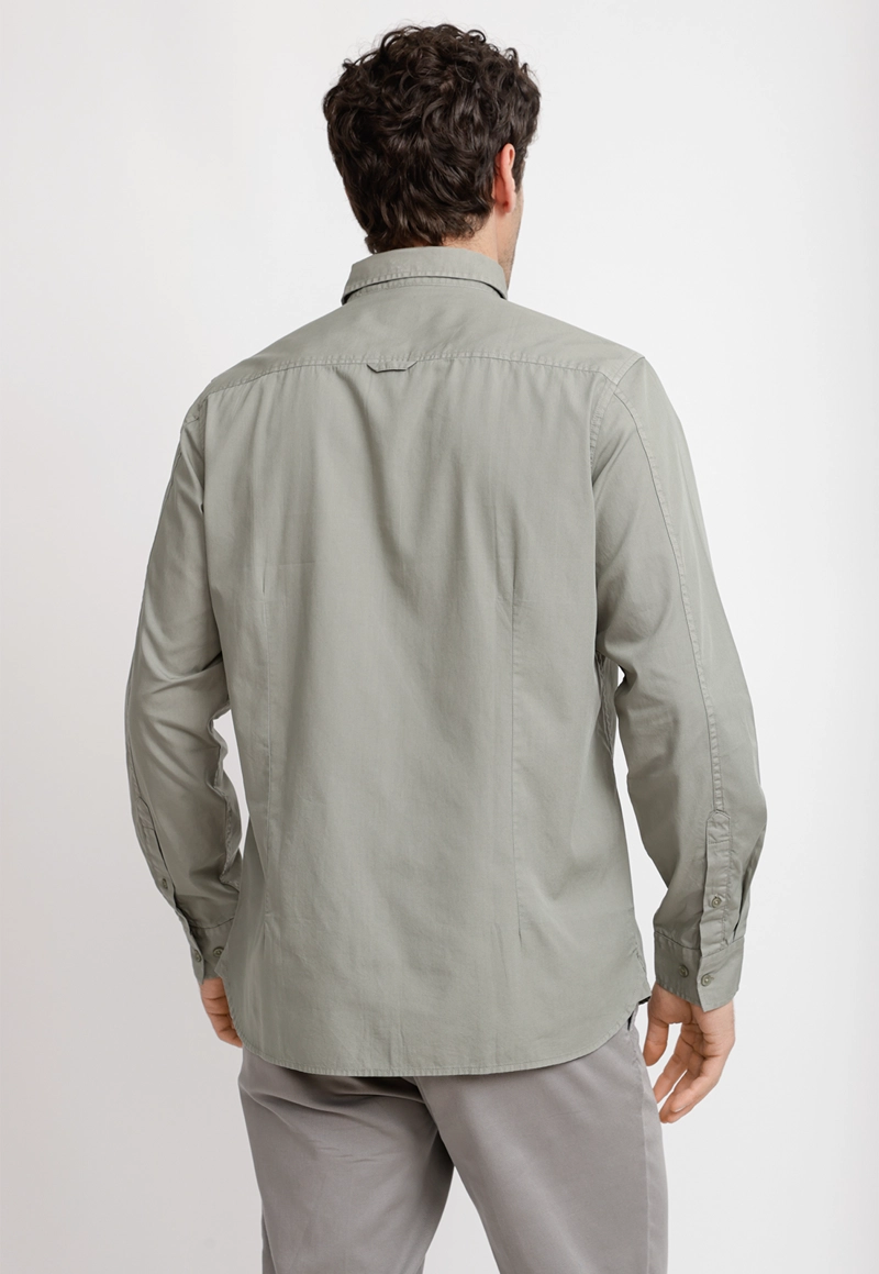 CAMISA LISA ALGODON BASILIO VERDE - 2