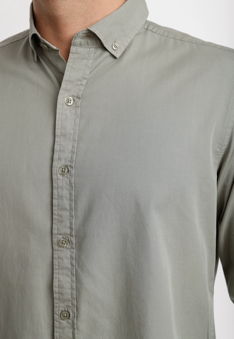 CAMISA LISA ALGODON BASILIO VERDE - 3