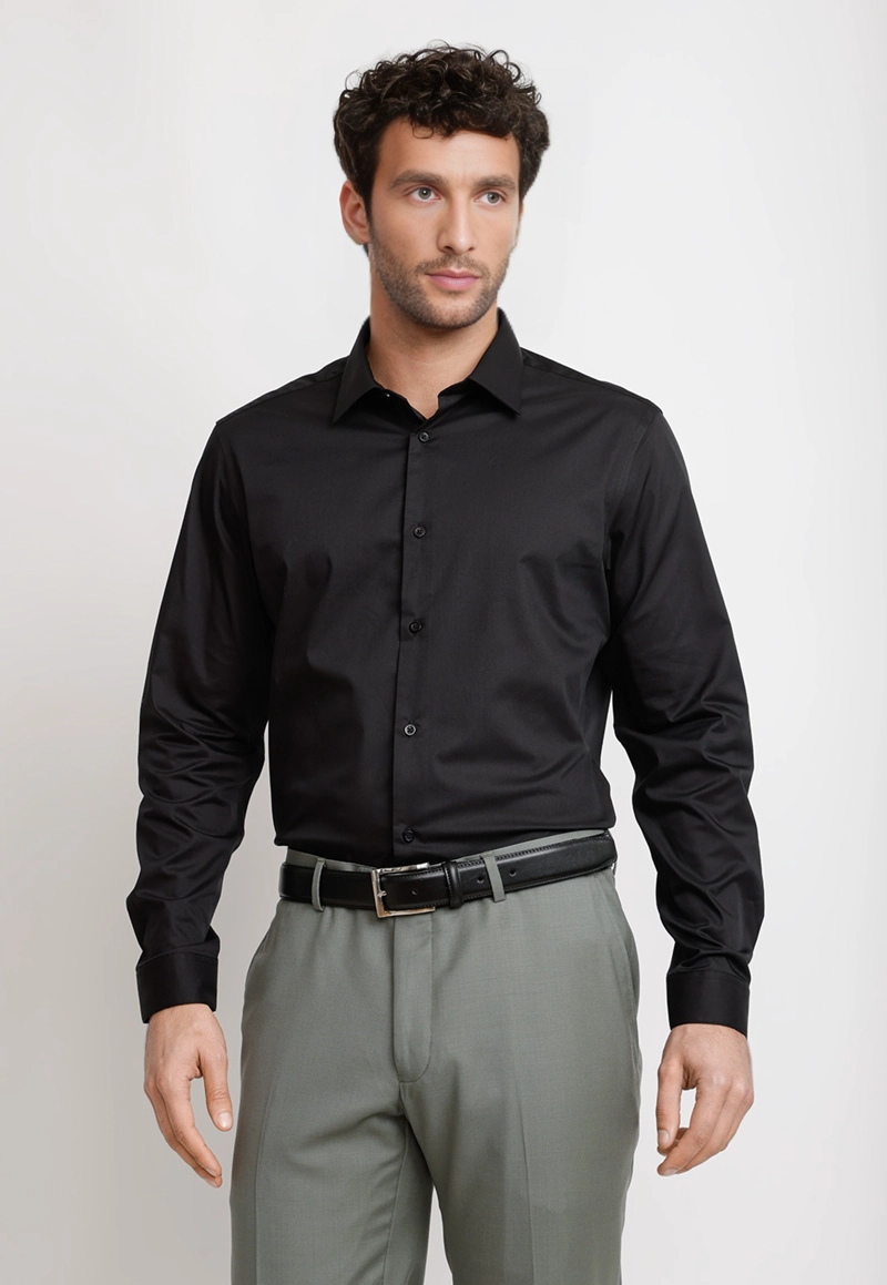 CAMISA HOMBRE FORMAL GRADUACION NEGRO - 1