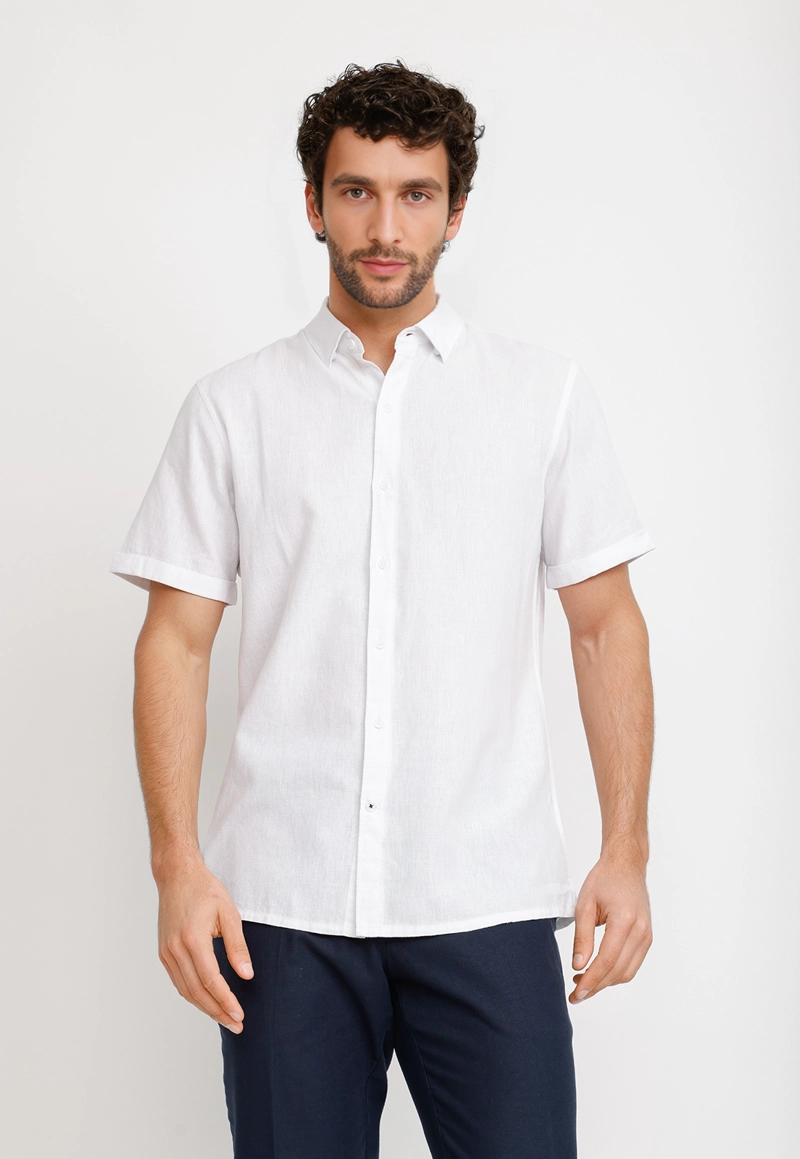 CAMISA LINO ALGODON BORIS BLANCO - 1