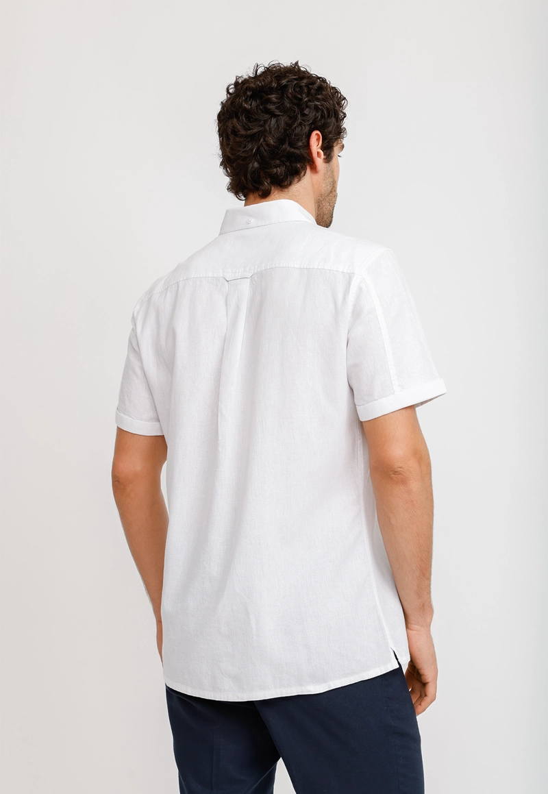CAMISA LINO ALGODON BORIS BLANCO - 2