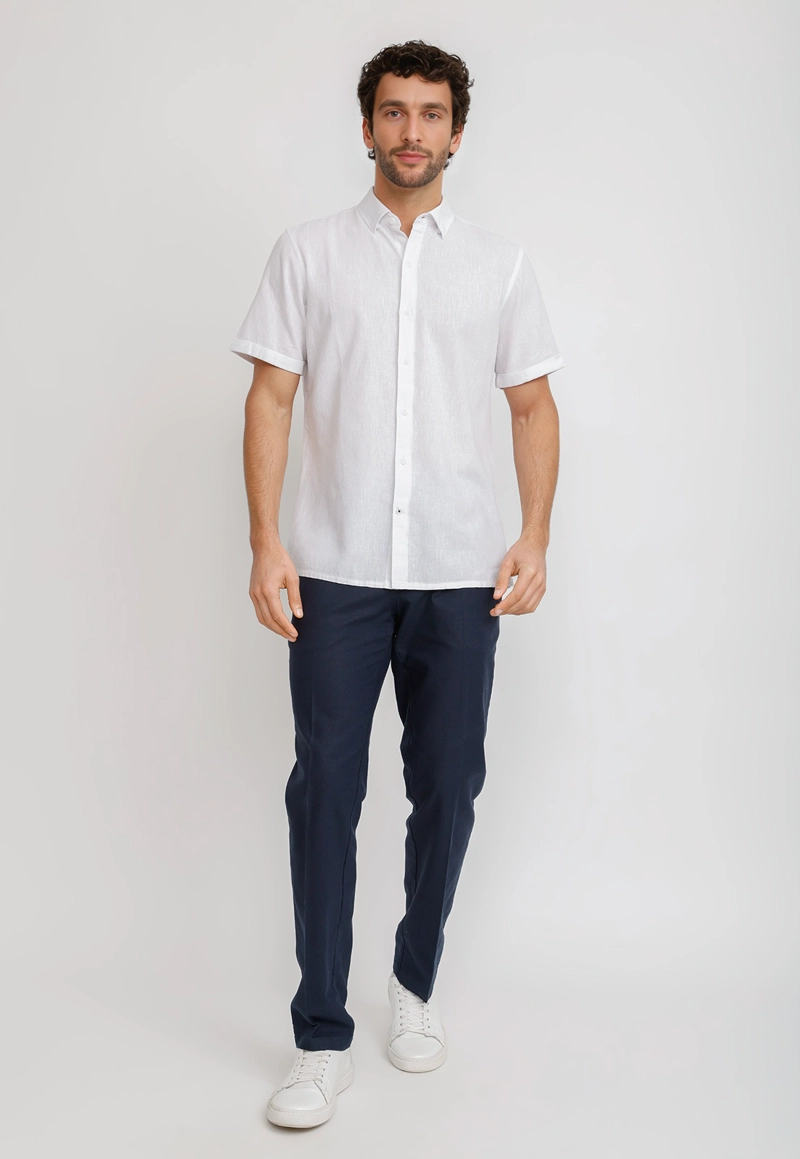 CAMISA LINO ALGODON BORIS BLANCO - 4