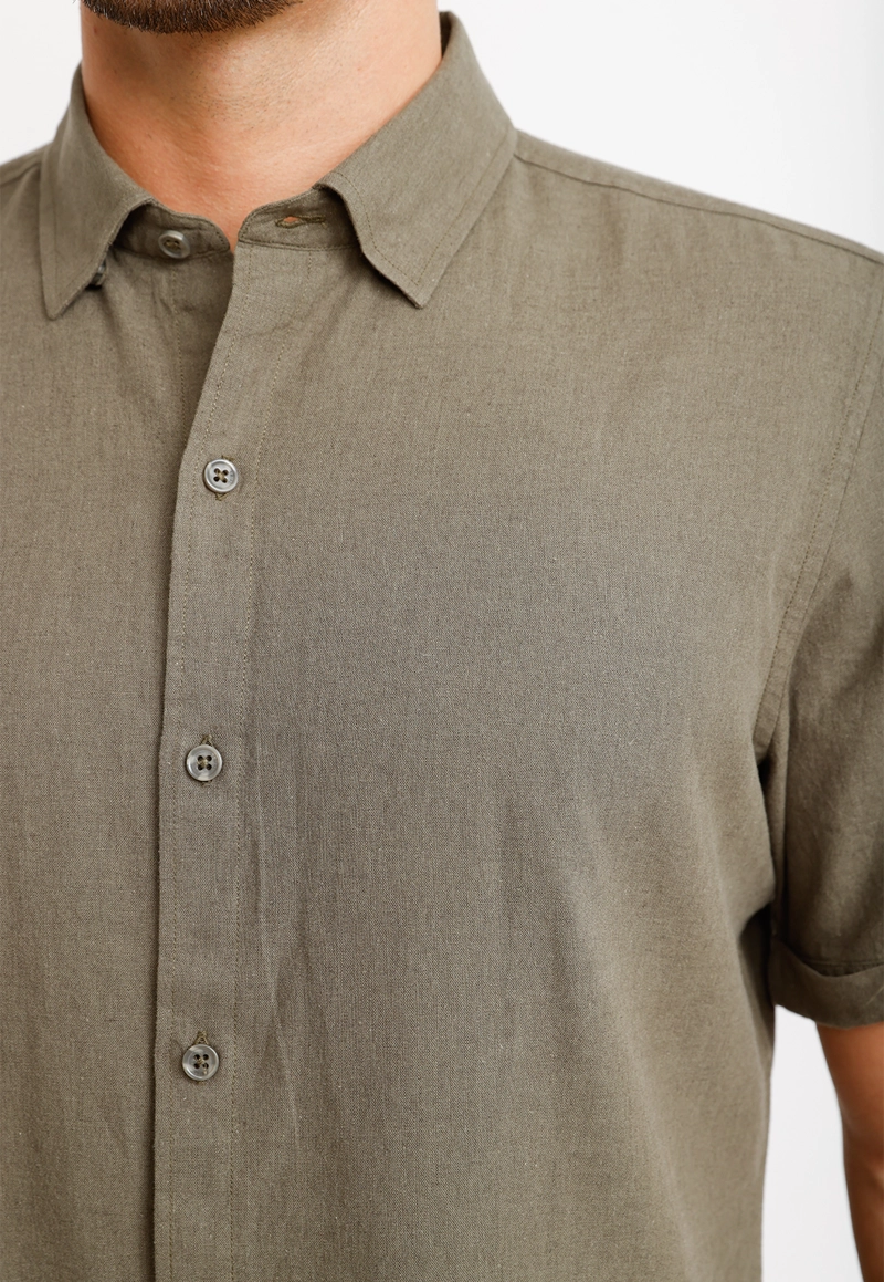 CAMISA LINO ALGODON BORIS VERDE - 3